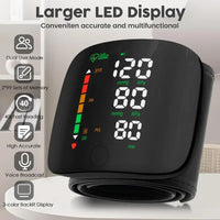 Wrist Blood Pressure Monitor – LED Touch Screen & Adjustable Fit